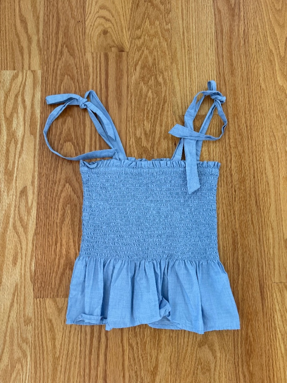 J crew smocked tie shoulder top